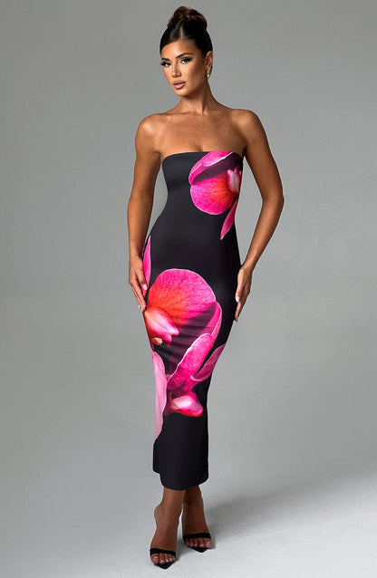 Vestido Midi Allegra - Estampado Floral Negro