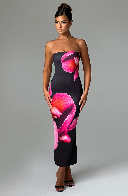 Vestido Midi Allegra - Estampado Floral Negro