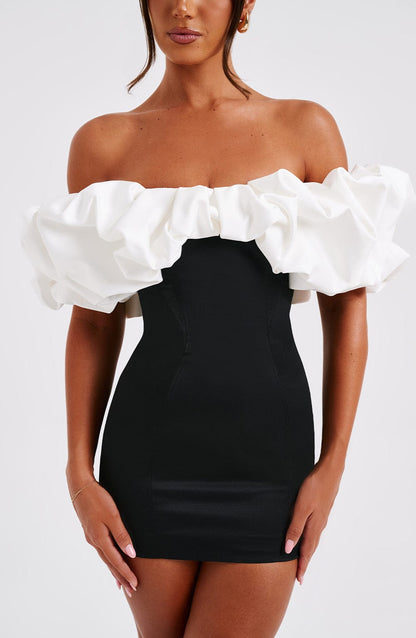 Vestido Mini Allie - Negro/Blanco