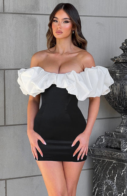 Vestido Mini Allie - Negro/Blanco