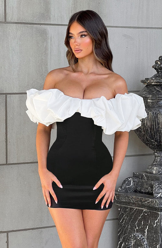 Vestido Mini Allie - Negro/Blanco