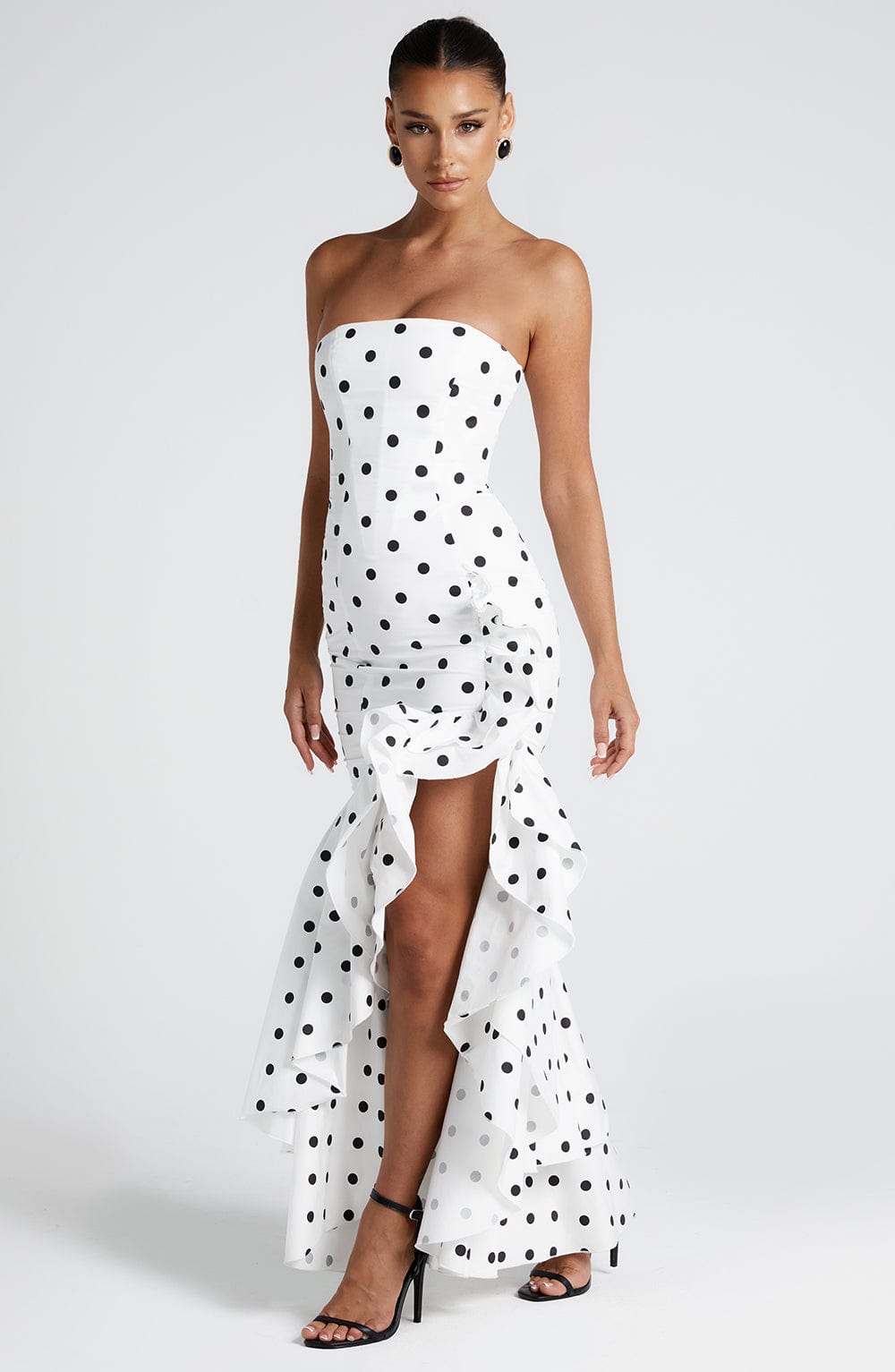Vestido Maxi Angelina - Estampado de Lunares Negros