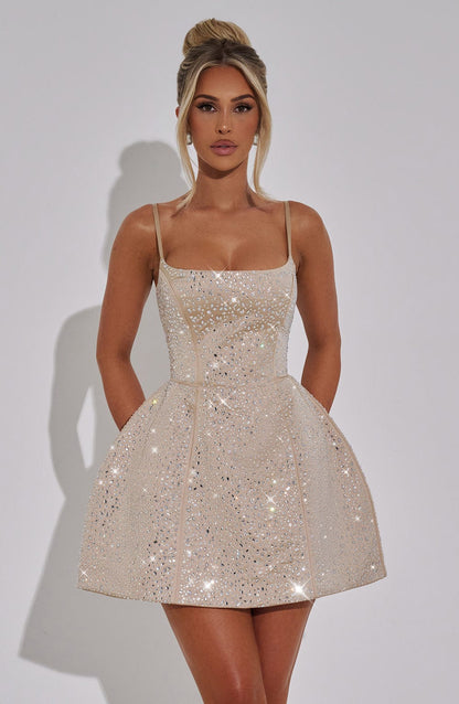 Vestido Mini Angelique - Champagne