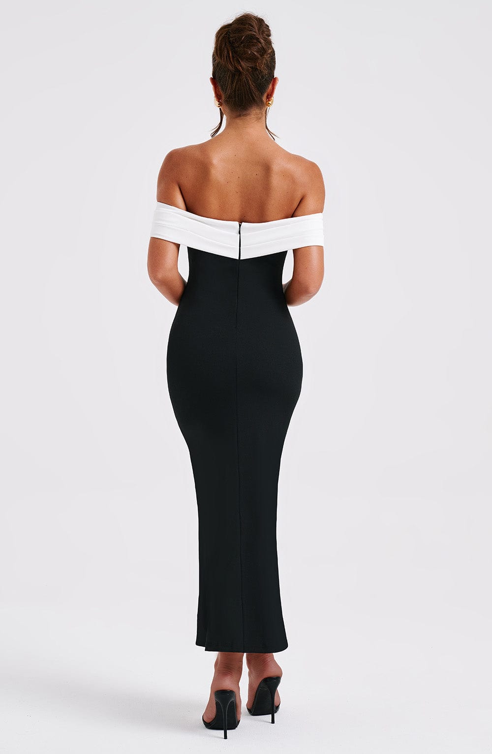 Vestido Midi Bex - Negro/Blanco