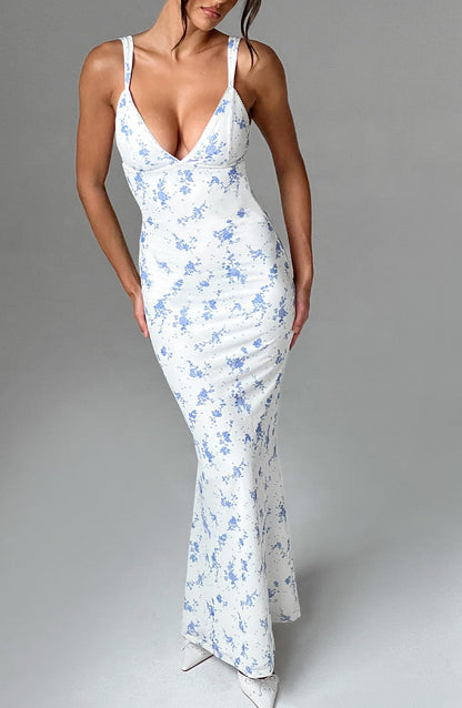 Vestido Maxi Caoimhe - Estampado Ditsy Azul