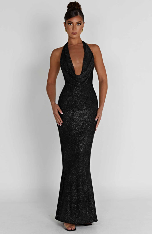 Vestido Maxi Chrishelle - Brillo Negro