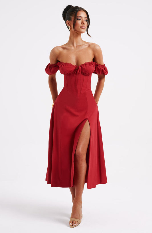 Vestido Midi Courtney - Rojo