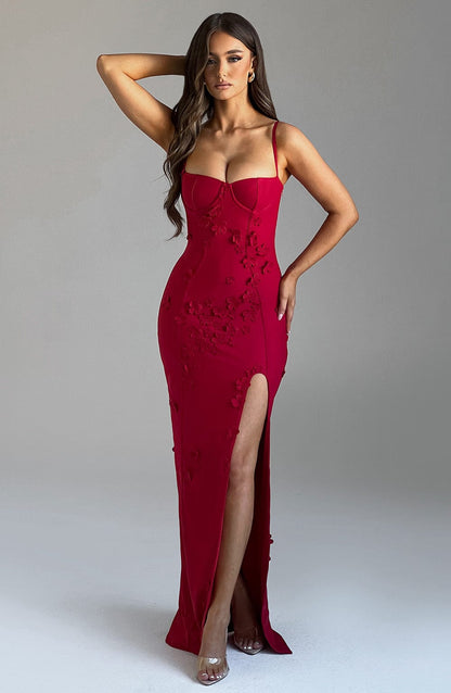 Vestido Maxi Dalary - Forrado Rojo