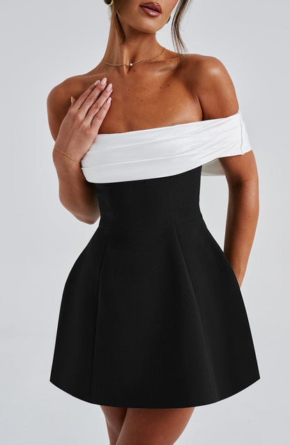 Vestido Mini Delta - Negro/Blanco