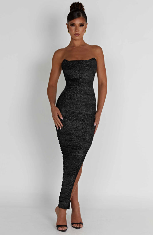 Vestido Maxi Demi - Brillo Negro
