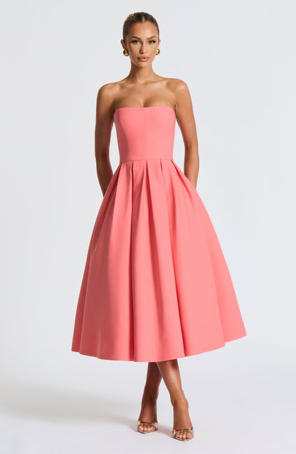 Vestido Midi Edith - Rosa Coral