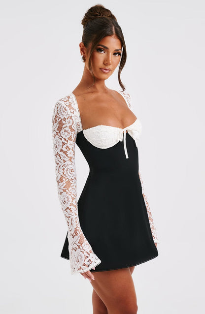 Vestido Mini Jacinta - Negro/Blanco