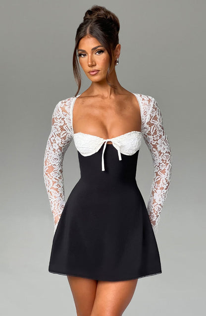 Vestido Mini Jacinta - Negro/Blanco