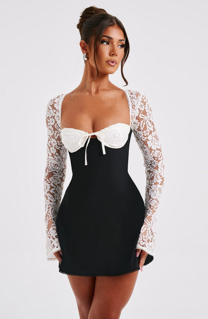 Vestido Mini Jacinta - Negro/Blanco