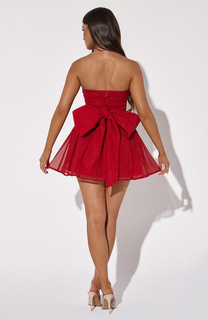 Vestido Mini Katrina - Brillo Rojo