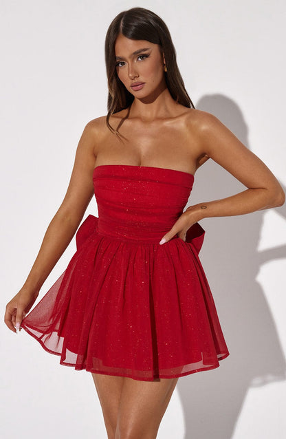 Vestido Mini Katrina - Brillo Rojo