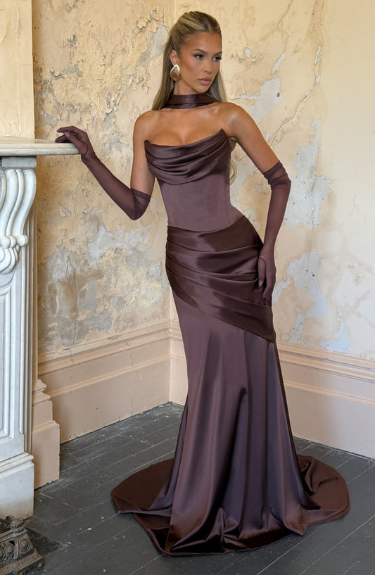Vestido Maxi Kensington - Marrón Ciruela