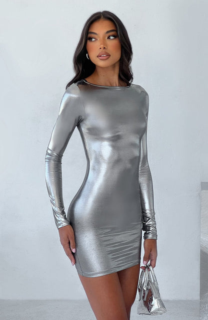 Vestido Mini Kyranni - Metalizado Gunmetal