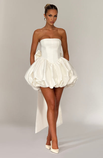 Vestido Mini Lotus - Marfil