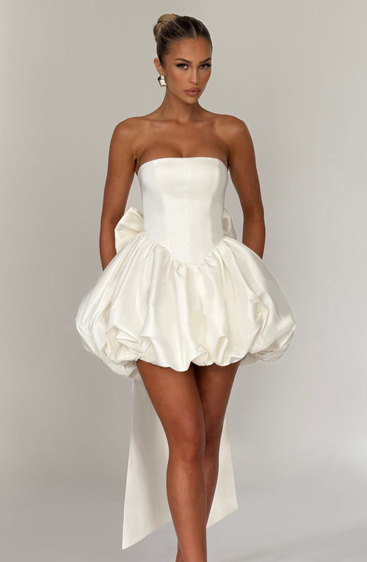 Vestido Mini Lotus - Marfil