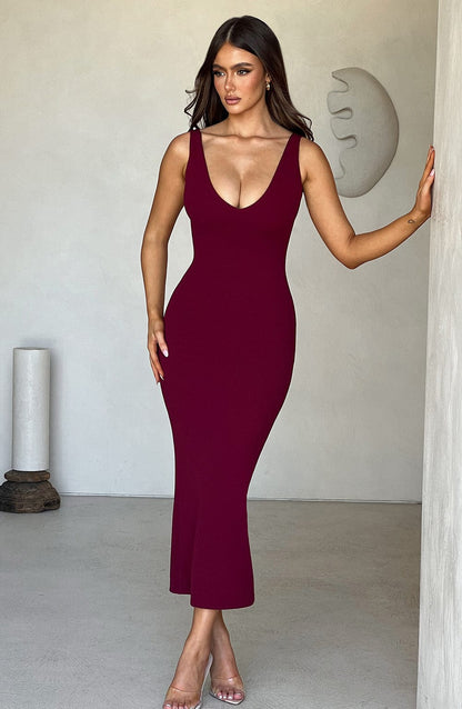 Vestido Midi Lucinda - Burdeos