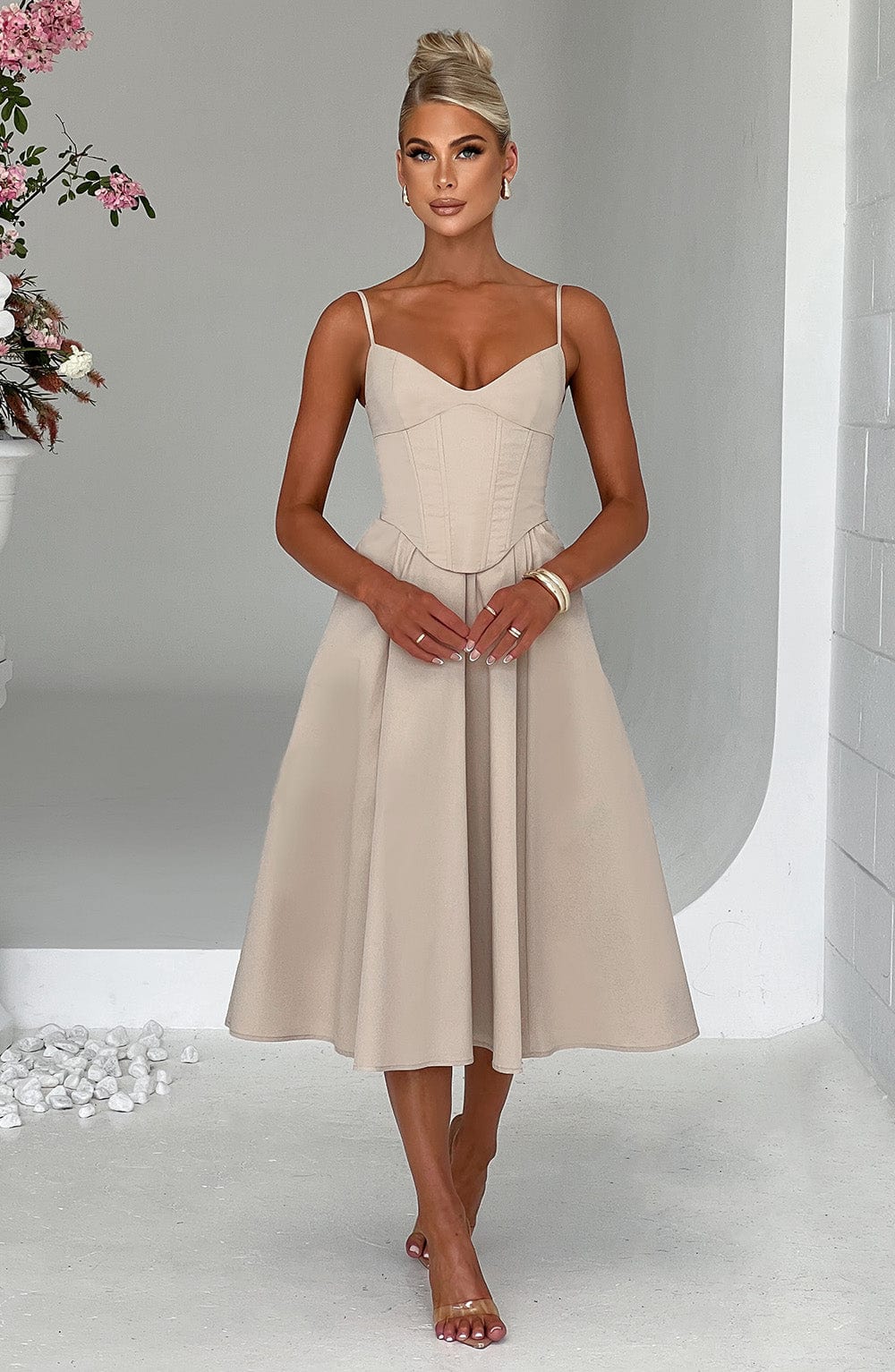 Vestido Midi Mariella - Beige