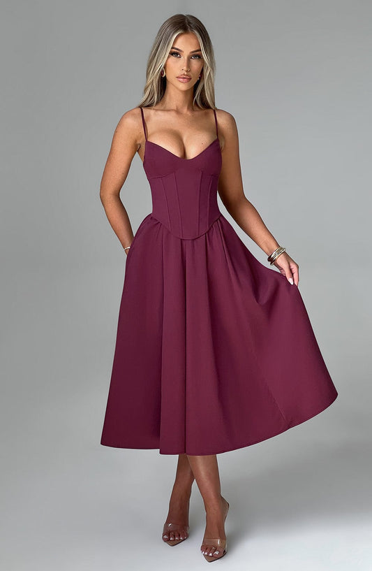 Vestido Midi Mariella - Laca de Cereza