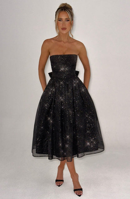 Vestido Midi Marissa - Brillo Negro