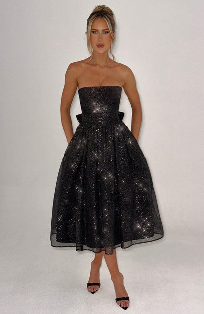 Vestido Midi Marissa - Brillo Negro