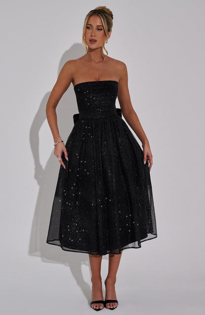 Vestido Midi Marissa - Brillo Negro