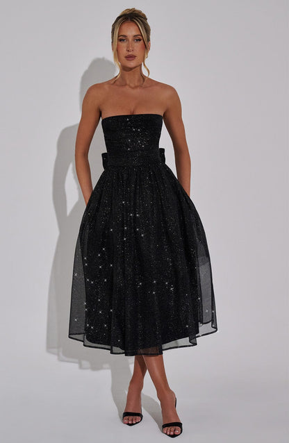 Vestido Midi Marissa - Brillo Negro