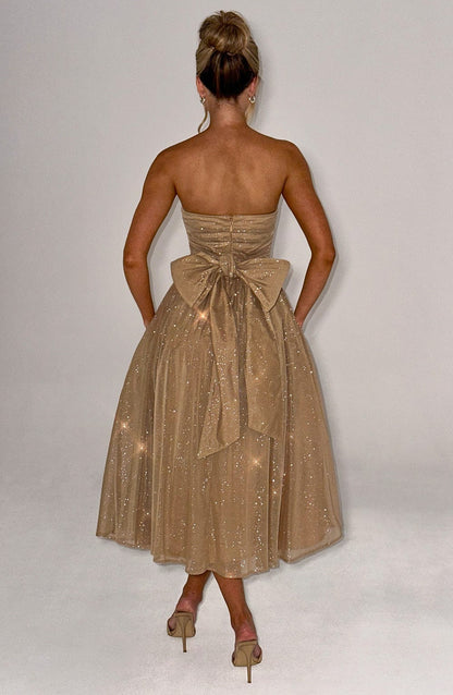 Vestido Midi Marissa - Brillo Dorado