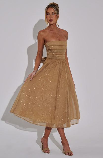 Vestido Midi Marissa - Brillo Dorado