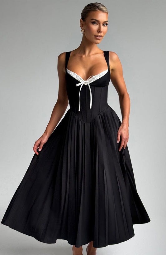 Vestido Midi Natassia - Negro/Blanco
