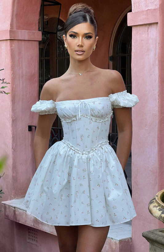 Vestido Mini Penelope - Estampado Floral en Tonos Rosa