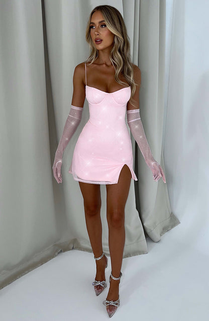 Vestido Mini Pixie - Brillo Rosa