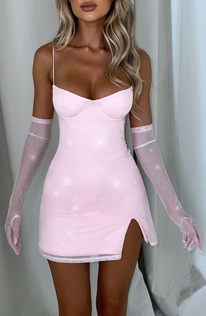 Vestido Mini Pixie - Brillo Rosa