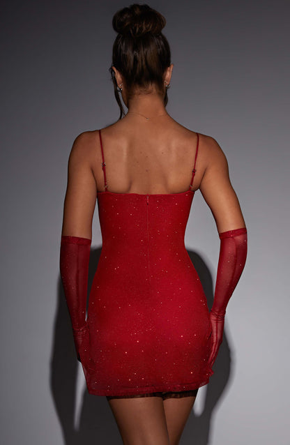 Vestido Mini Pixie - Brillo Rojo
