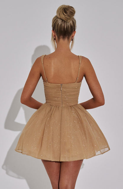Vestido Mini Polly - Brillo Dorado
