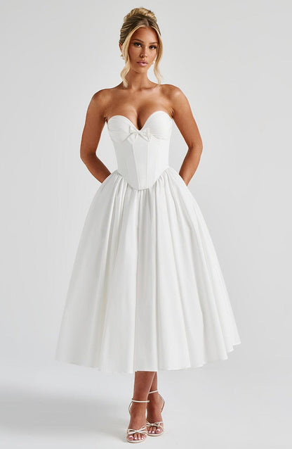 Vestido Midi Prim - Marfil