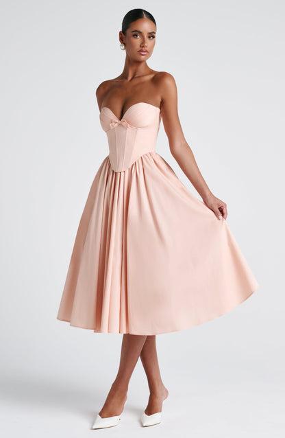 Vestido Midi Prim - Melocotón Suave
