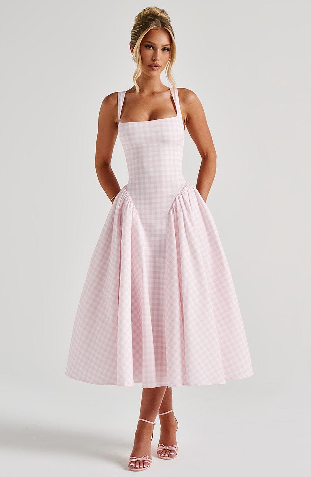 Vestido Midi Sherrie - Gingham en Color Melocotón