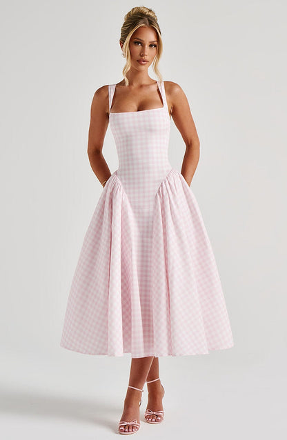 Vestido Midi Sherrie - Gingham en Color Melocotón