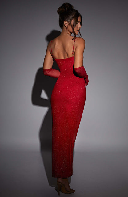Vestido Maxi Trixie - Brillo Rojo