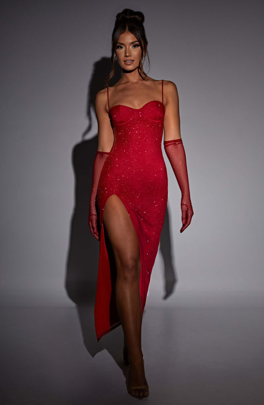 Vestido Maxi Trixie - Brillo Rojo