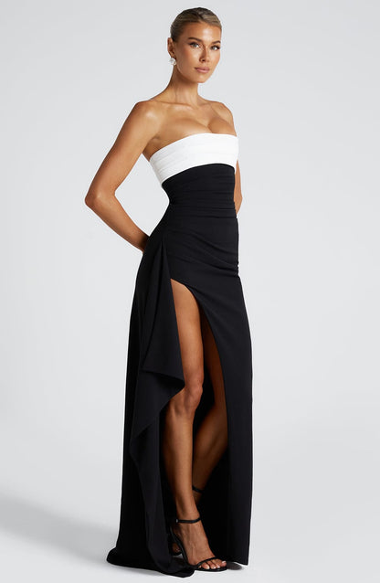 Vestido Maxi Zafira - Negro/Blanco